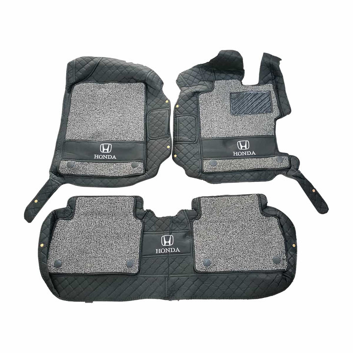 Honda Civic 10D Floor Mats Mix Thread Black With Grey Grass With Logo 3 Pcs - Model 2012-2016