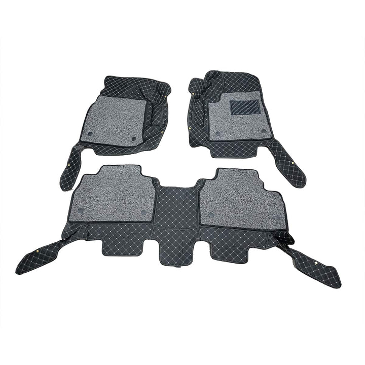 Toyota Land Cruiser LC200 9D Floor Mats Mix Thread Black With Grey Grass - Model 2015-2021