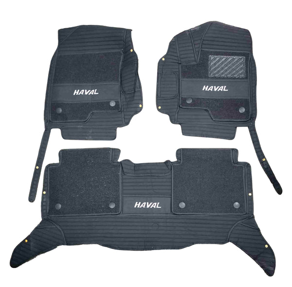 Haval Jolion 10D Lining Floor Mats Mix Thread Black With Black Grass 3 Pcs - Model 2021-2024