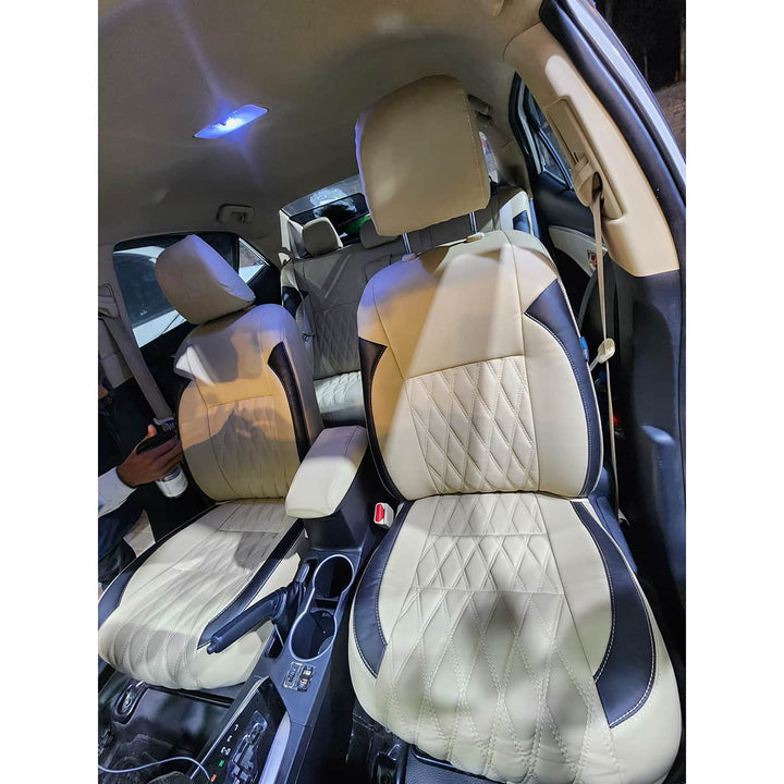 Toyota Corolla Diamond Cut Beige Black Seat Covers - Model 2014-2021