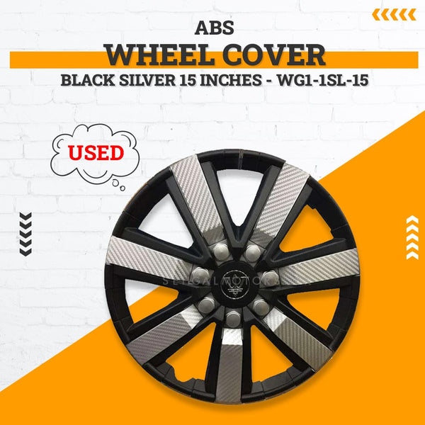 Used Wheel Cover ABS Black Silver 15 Inches - WG1-1SL-15