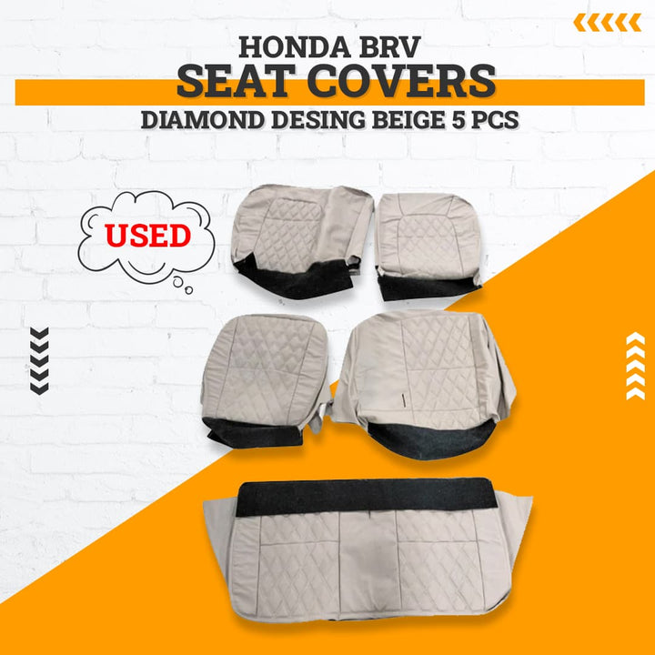 Used Honda BRV Seat Covers Diamond Desing Beige 5 Pcs