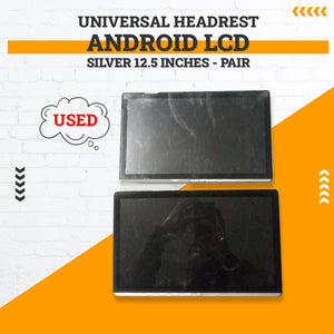 Used Universal Headrest Android LCD Silver 12.5 Inches - Pair
