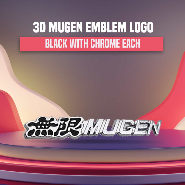 3D Mugen Emblem Logo Black With Chrome Each