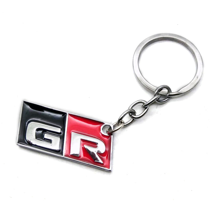 GR Logo Chrome Metal Keychain Keyring Red And Black