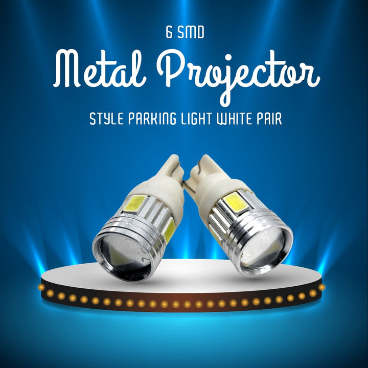 6 SMD Metal Projector Style Parking Light White Pair