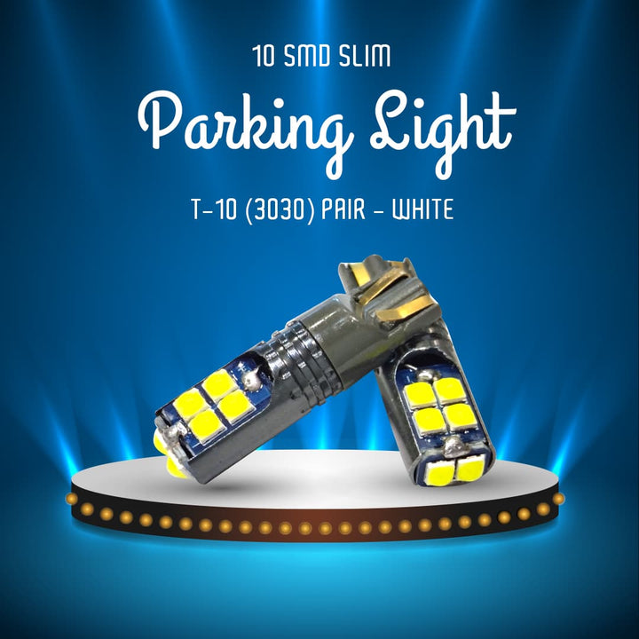 10 SMD LED Slim Parking Light T-10 (3030) Pair - White