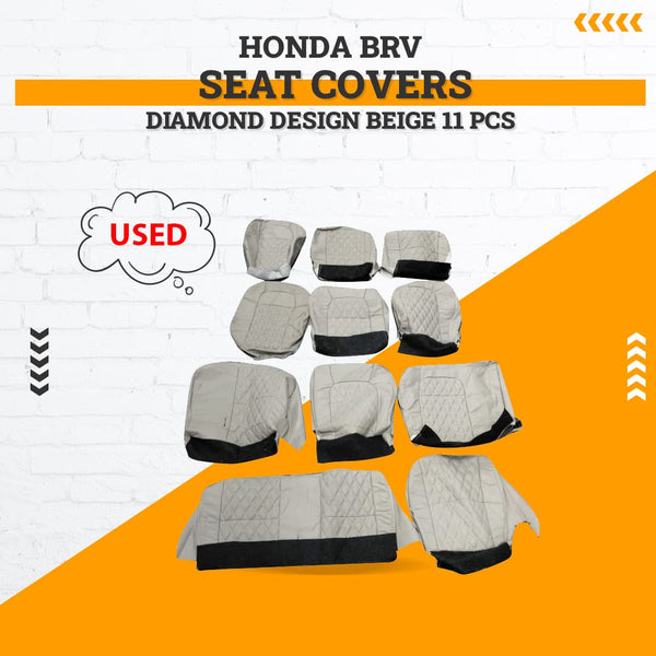 Used Honda BRV Diamond Design Seat Covers Beige 11 PCS