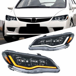 Honda Civic Reborn Audi Style LED Head Lamps Pair 2006 - 2012