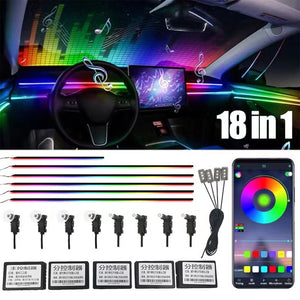 18 in 1 RGB LED Car Interior Ambient Light Magic Colors - Rainbow Color | App Control Interior Acrylic 18 Points