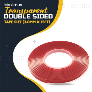 Maximus Transparent Double Sided Tape Size (3.0mm x 15ft) - Maximus Transparent Double Tape 15 Feet Per Roll  (3.0mm)