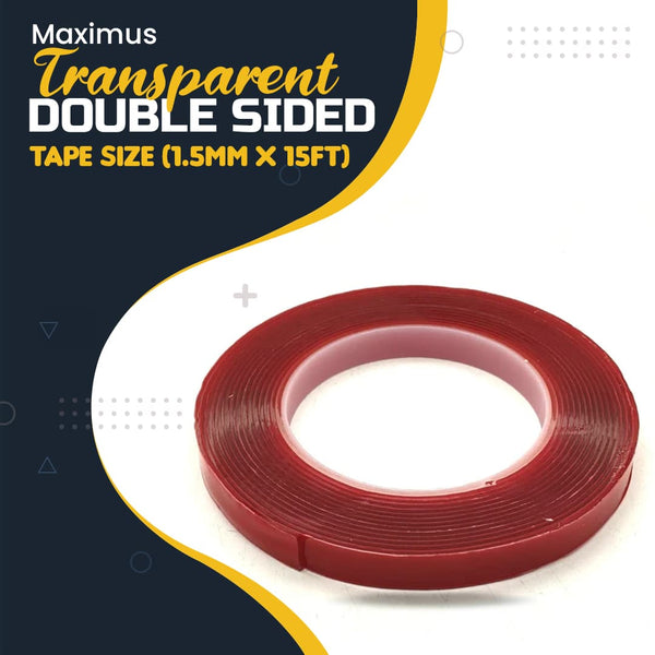 Maximus Transparent Double Sided Tape Size (1.5mm x 15ft)