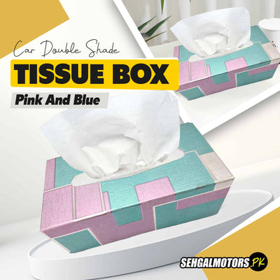Car Tissue Box Double Shade - Pink And Blue