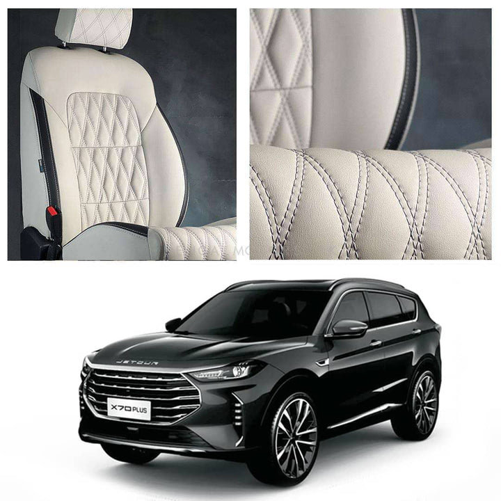 Jetour X70 Plus Diamond Cut Beige Black Seat Covers 2025-2026