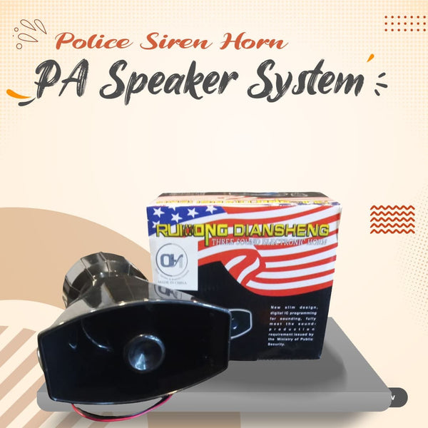 Police Siren Horn with Remote - 4 Tone PA Speaker System