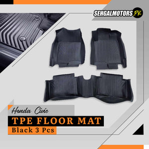 Honda Civic TPE Floor Mats Black 3 Pcs 2016 - 2021