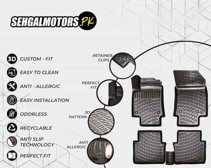 Hyundai Tucson Hybrid TPE Floor Mat Black 3 Pcs