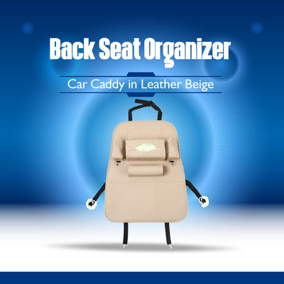 Back Seat Organizer Car Caddy in Leather Beige