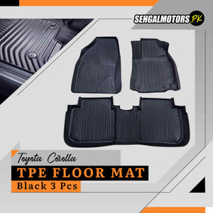 Toyota Corolla TPE Floor Mats Black 3 Pcs 2014 - 2021