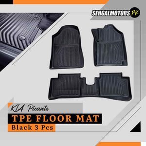 KIA Picanto TPE Floor Mats Black 3 Pcs 2019 - 2025