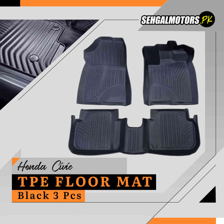 Honda Civic TPE Floor Mat Black 3 Pcs