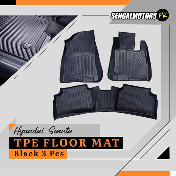 Hyundai Sonata TPE Floor Mat Black 3 Pcs - 2020-2024