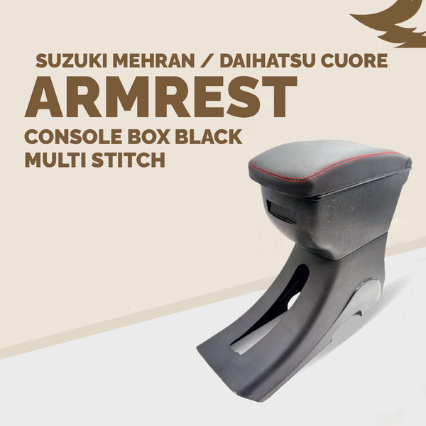 Suzuki Mehran / Daihatsu Cuore Armrest Console Box Black MR-1 Multi Stitch