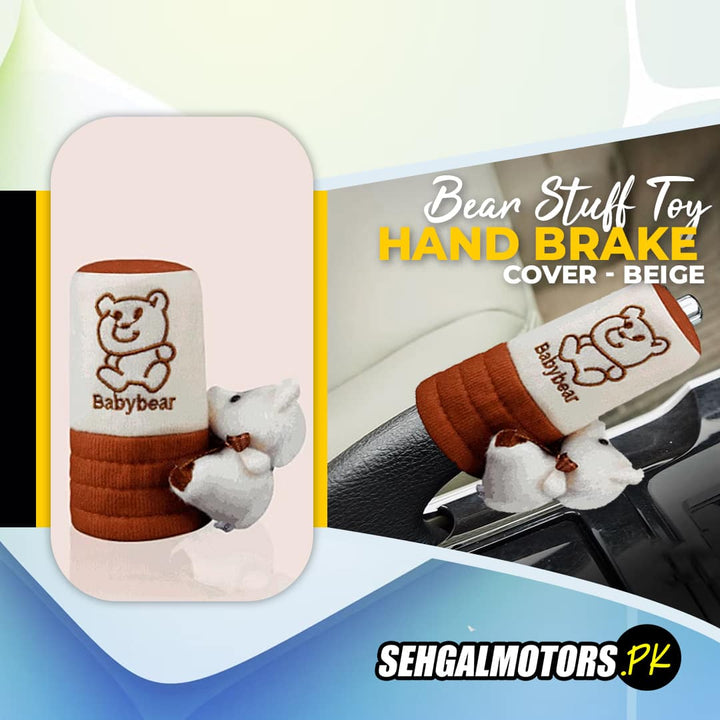 Bear Stuff Toy Handbrake Cover Beige