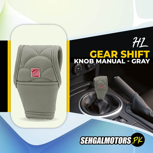 HL Gear Shift Knob For Auto Leather Cover Gray