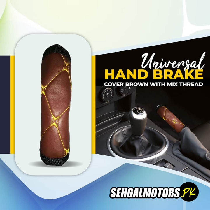 Universal Hand Brake Cover Brown With Mix Thread
