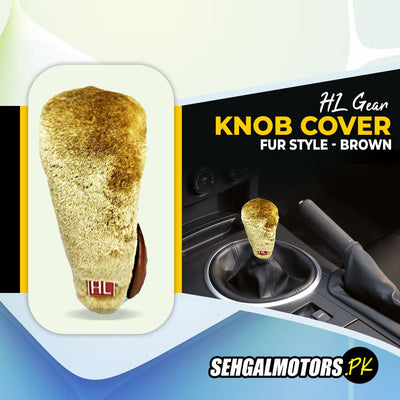 HL Gear Knob Cover For Manual Transmission Fur Style - Brown