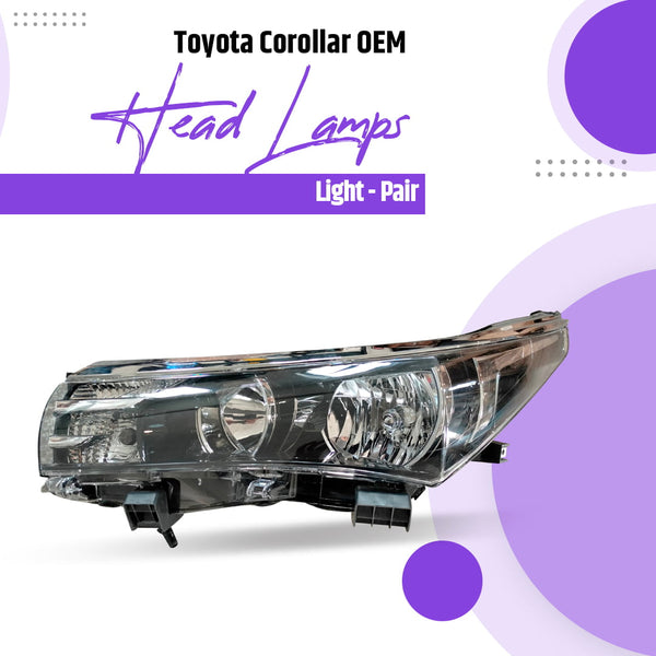 Toyota Corolla OEM Head Lamps Light Pair - Model 2014-2017