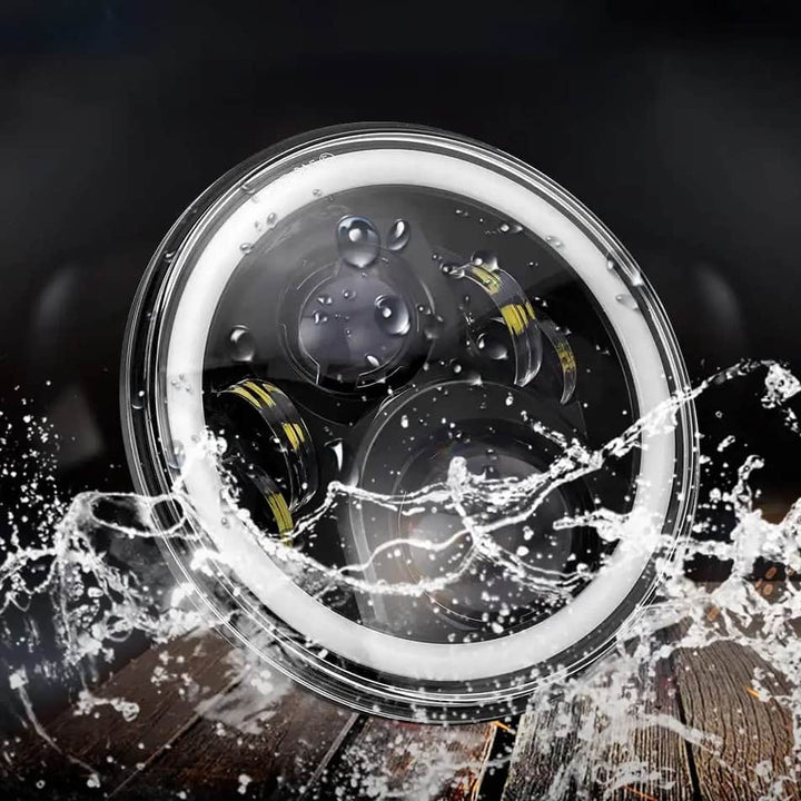 RGB Jeep LED Headlights / Head Lamps Round Shape 7 Inches - Pair