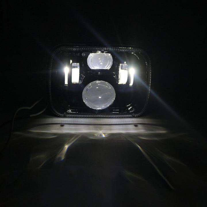 Square Jeep Headlights / Head Lamps Black 5×7 inches - Pair