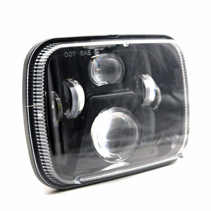 Square Jeep Headlights / Head Lamps Black 5×7 inches - Pair