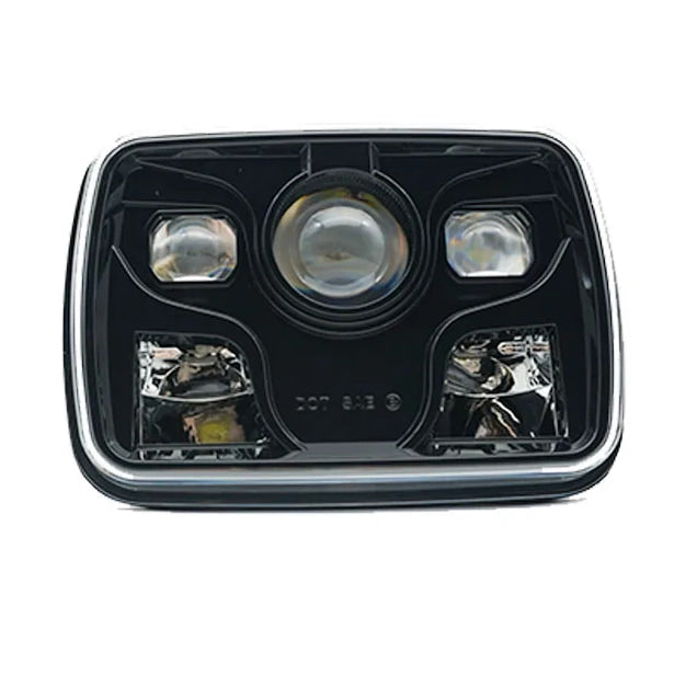 Square Jeep Headlights / Head Lamps Black 5×7 inches - Pair