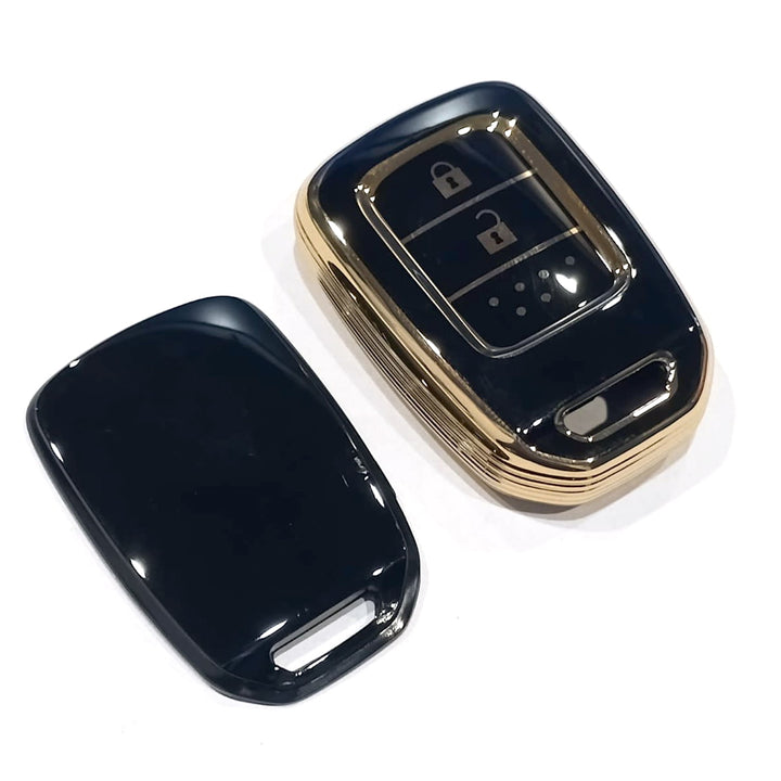 Honda BRV TPU Key Cover Black With Golden 2 Buttons 2017-2022
