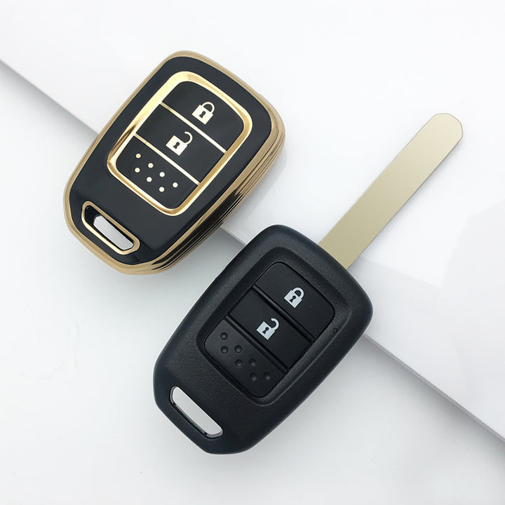 Honda BRV TPU Key Cover Black With Golden 2 Buttons 2017-2022
