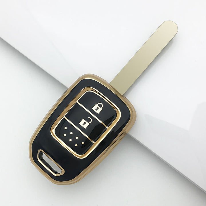 Honda BRV TPU Key Cover Black With Golden 2 Buttons 2017-2022
