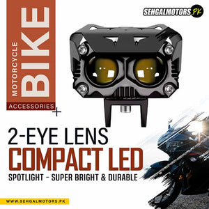 Motorcycle Bike 2-Eye Lens Compact LED Spotlight - Super Bright & Durable