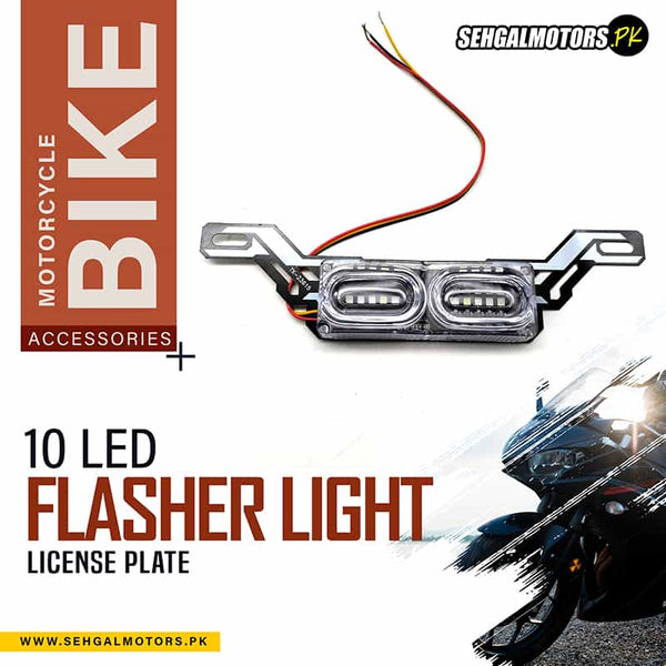 10 LED Police Flasher For Motorcycle Bike License Plate A003288