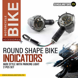 Round Shape Bike Indicators – Audi Style with Parking Light - 2 Pcs Set