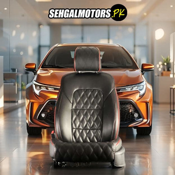 Toyota Corolla Diamond Cut Black Red Seat Covers - Model 2014-2021