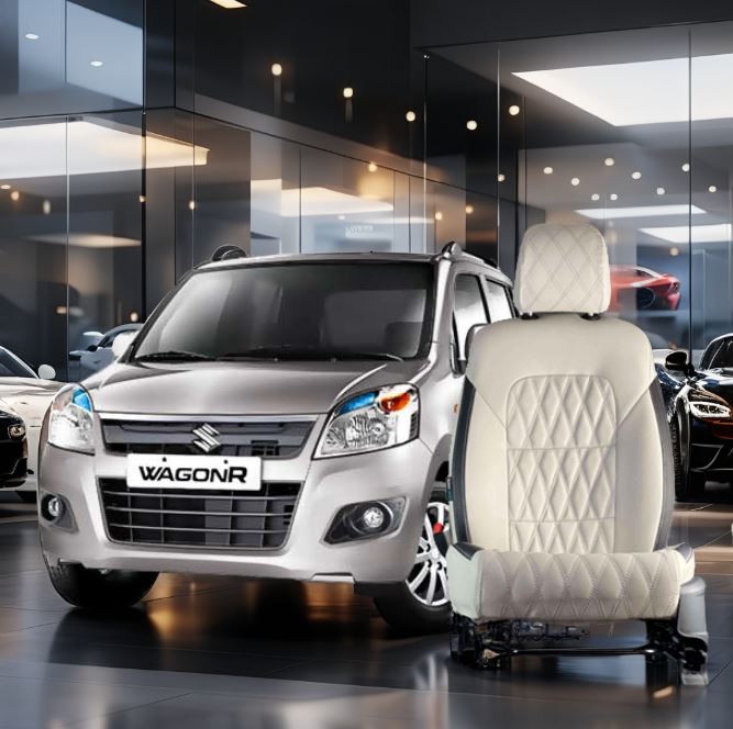 Suzuki Wagon R Diamond Cut Beige Black Seat Covers - Model 2014-2021