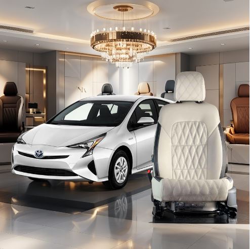 Toyota Prius Diamond Cut Beige Black Seat Covers - Model 2016-2018