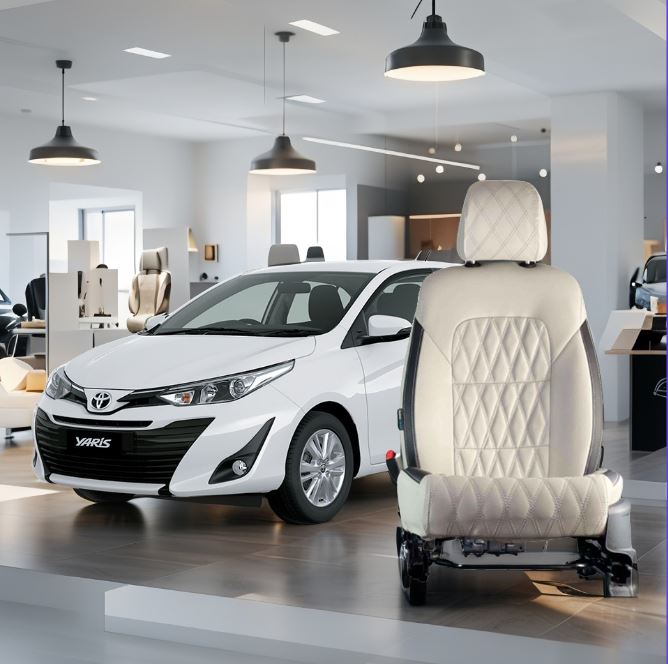 Toyota Yaris Diamond Cut Beige Black Seat Covers - Model 2020-2021