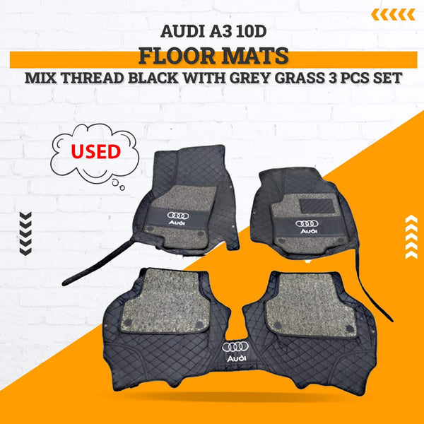 Used Audi A3 10D Floor Mats Mix Thread Black With Grey Grass