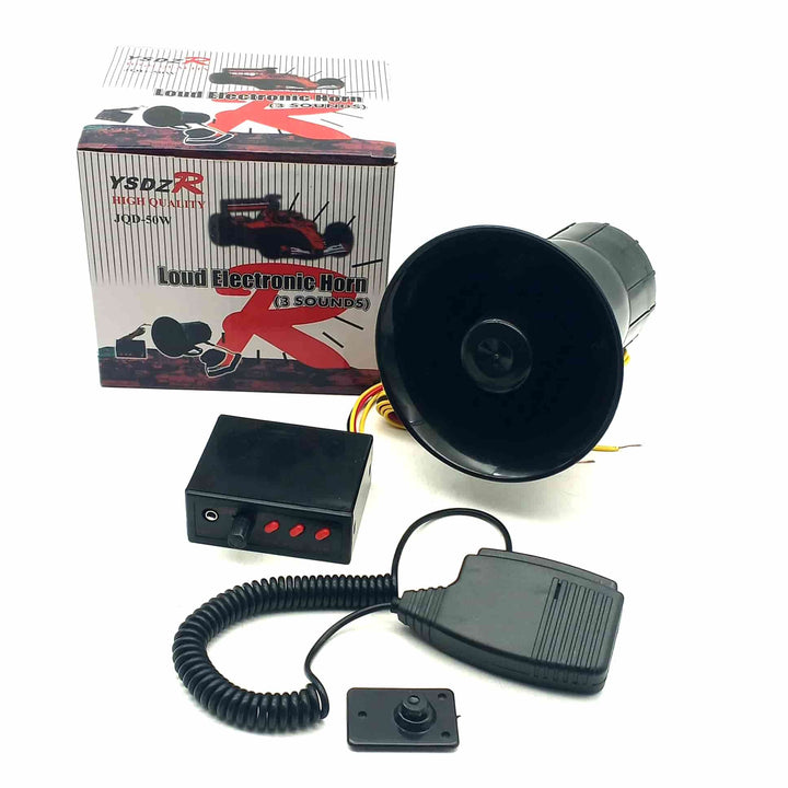 Loud Electric Police Siren 3 Sounds Horn with Mic 50w