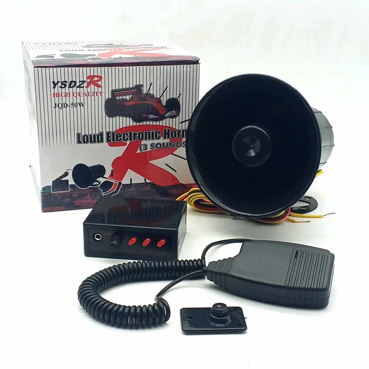 Loud Electric Police Siren 3 Sounds Horn with Mic 50w