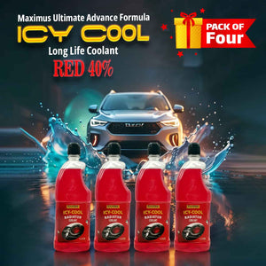 Maximus Ultimate Advance Formula ICY Cool Coolant Red 40% Pack Of 4 - - Long Life Coolant
